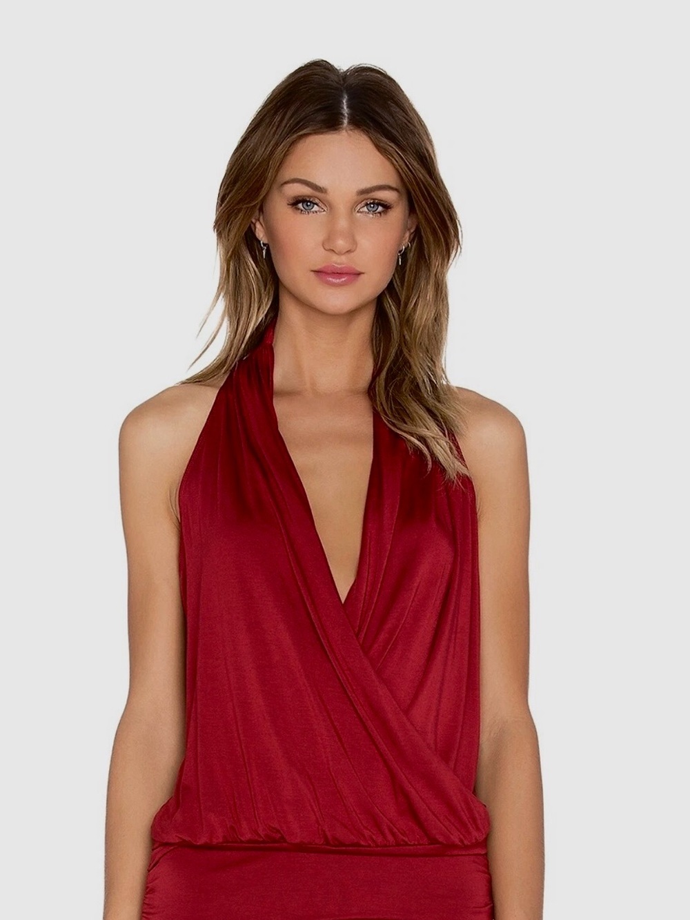 NWT Amour Vert Agnes Surplice Wrap Jersey Knit Tank Top Ruby Red L